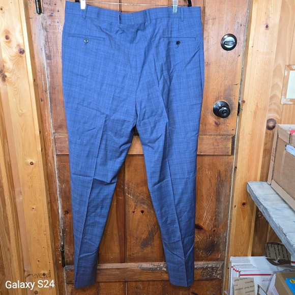 PETER MILLAR SB FLYNN Plaid Wool Mens Dress Pants 42W 37L Flat Front - Picture 4 of 5